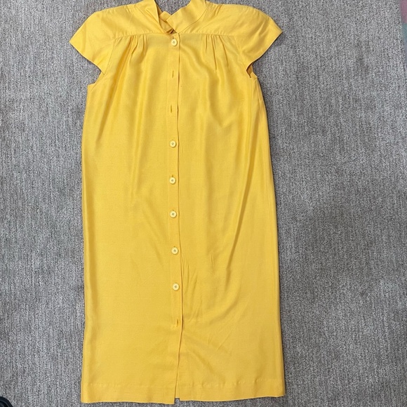 Vintage Levante 100% Silk Tulip Sleeve Dress – Yellow,‎ Size 12 - Picture 9 of 15